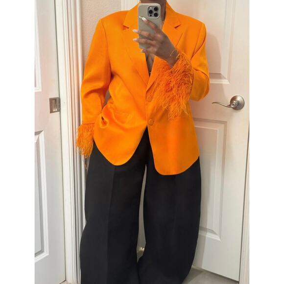 Zara Jackets & Blazers - Zara Limited Edition Straight Blazer Jacket With Removable Feathers XL